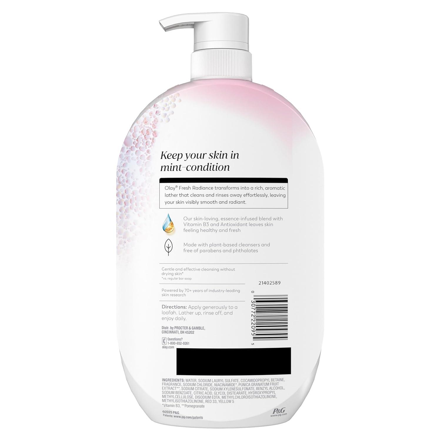 imageOlay Body Wash for Women Fresh Radiance Refreshing amp Renewing Made with Plant Based Cleansers B3 Botanical Complex For All Skin Types Peach amp Cherry Blossom Scent 33 fl ozStrawberry Mint