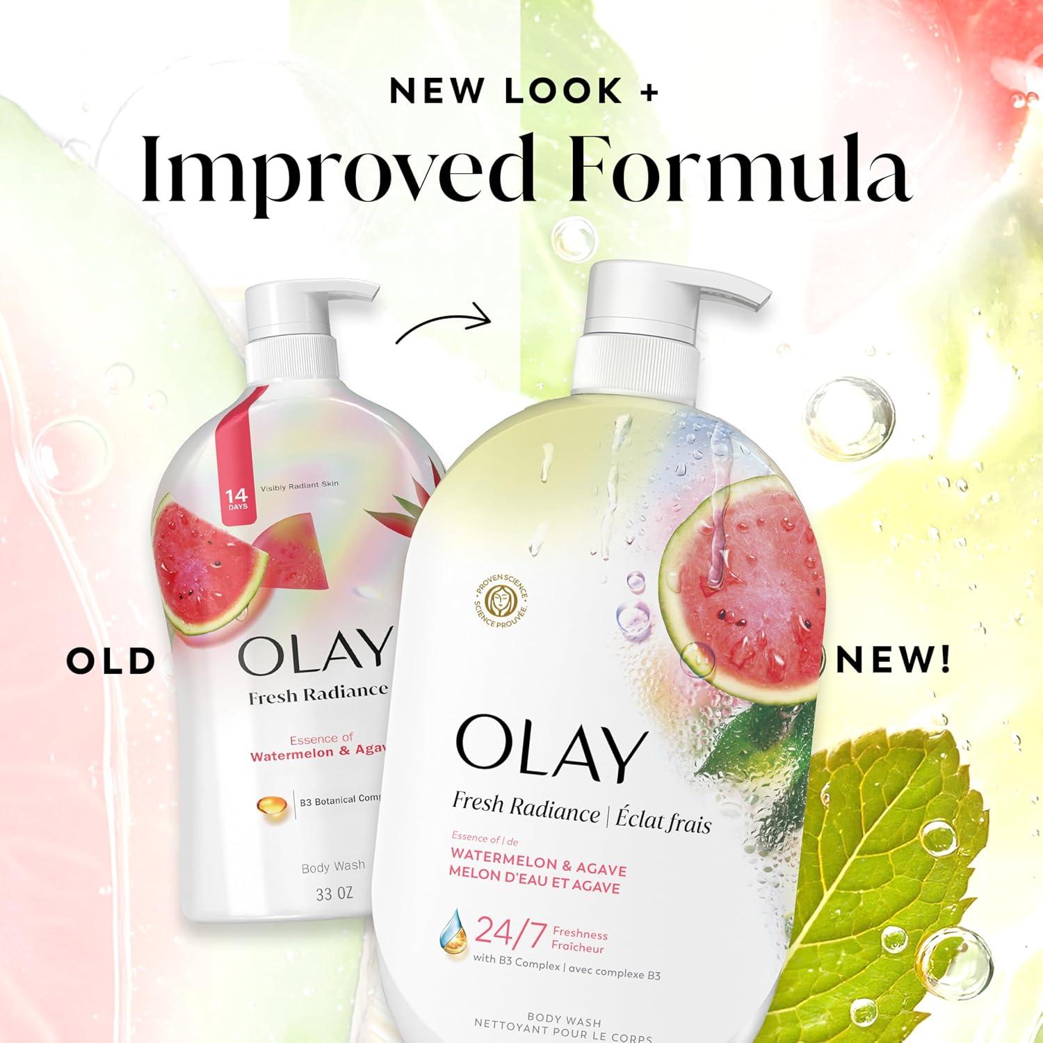 imageOlay Body Wash for Women Fresh Radiance Refreshing amp Renewing Made with Plant Based Cleansers B3 Botanical Complex For All Skin Types Peach amp Cherry Blossom Scent 33 fl ozWatermelon Agave