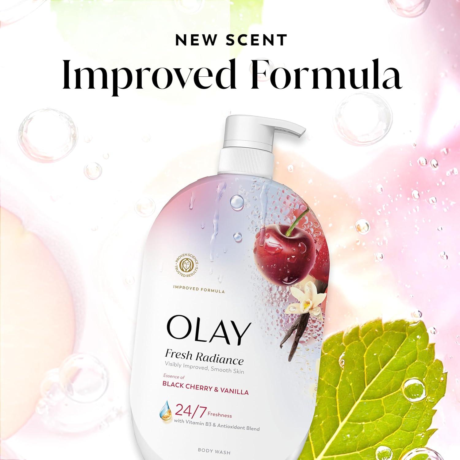 imageOlay Body Wash for Women Fresh Radiance Refreshing amp Renewing Made with Plant Based Cleansers B3 Botanical Complex For All Skin Types Peach amp Cherry Blossom Scent 33 fl ozBlack Cherry Vanilla