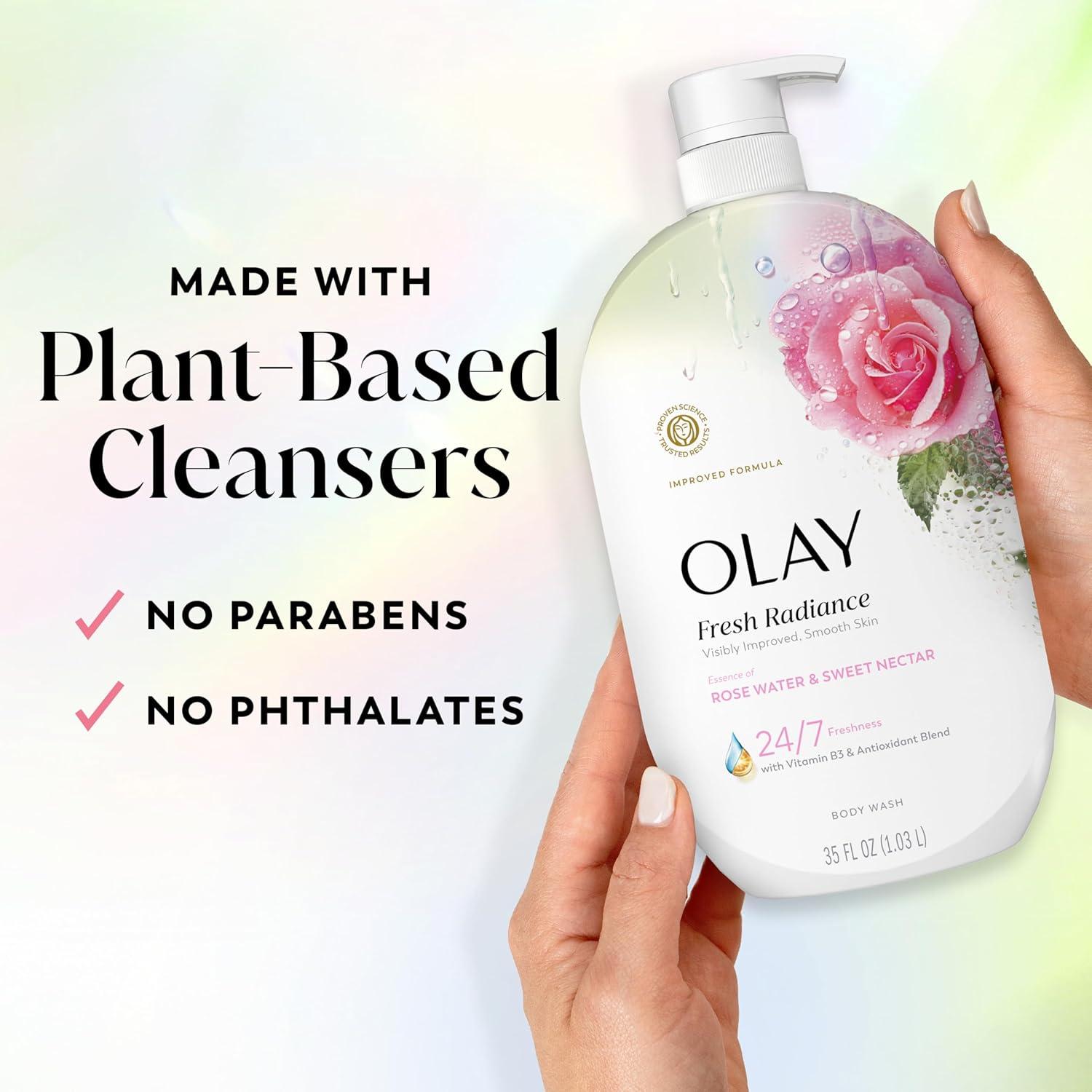 imageOlay Body Wash for Women Fresh Radiance Refreshing amp Renewing Made with Plant Based Cleansers B3 Botanical Complex For All Skin Types Peach amp Cherry Blossom Scent 33 fl ozRose