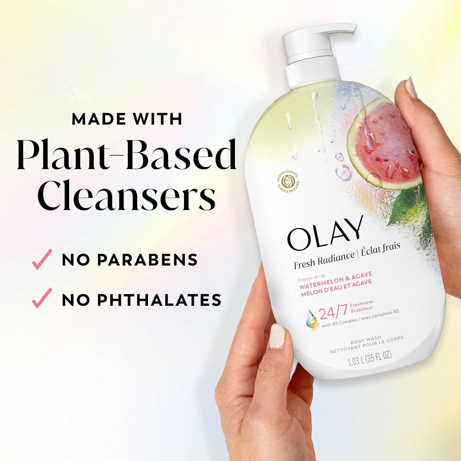 imageOlay Body Wash for Women Fresh Radiance Refreshing amp Renewing Made with Plant Based Cleansers B3 Botanical Complex For All Skin Types Peach amp Cherry Blossom Scent 33 fl ozWatermelon Agave