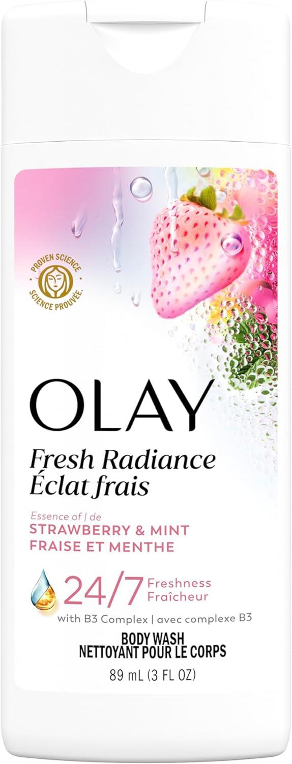 imageOlay Body Wash for Women Fresh Radiance Refreshing amp Renewing Made with Plant Based Cleansers B3 Botanical Complex For All Skin Types Strawberry amp Mint Scent 30 fl oz Pack of 24Strawberry Mint