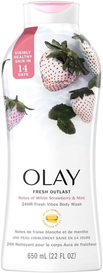imageOlay Body Wash for Women Fresh Radiance Refreshing amp Renewing Made with Plant Based Cleansers B3 Botanical Complex For All Skin Types Strawberry amp Mint Scent 30 fl oz Pack of 24White Strawberry Mint