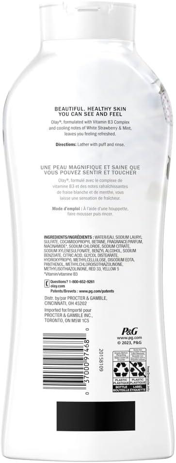 imageOlay Body Wash for Women Fresh Radiance Refreshing amp Renewing Made with Plant Based Cleansers B3 Botanical Complex For All Skin Types Strawberry amp Mint Scent 30 fl oz Pack of 24White Strawberry Mint