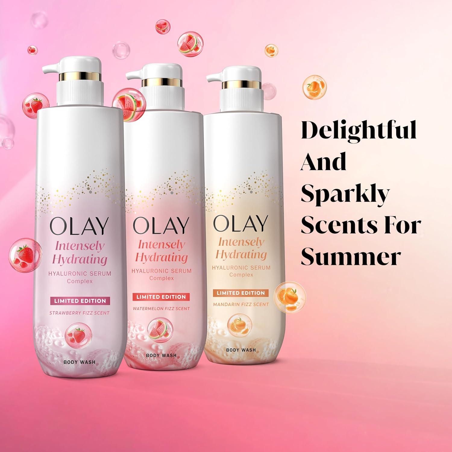 imageOlay Body Wash for Women Intensely Hydrating ProHyaluronic Acid Serum Complex Renews Moisture Vitamin B3 Lameller Technology For All Skin Types Mandarin Summer Fizz Scent 20 fl ozStrawberry