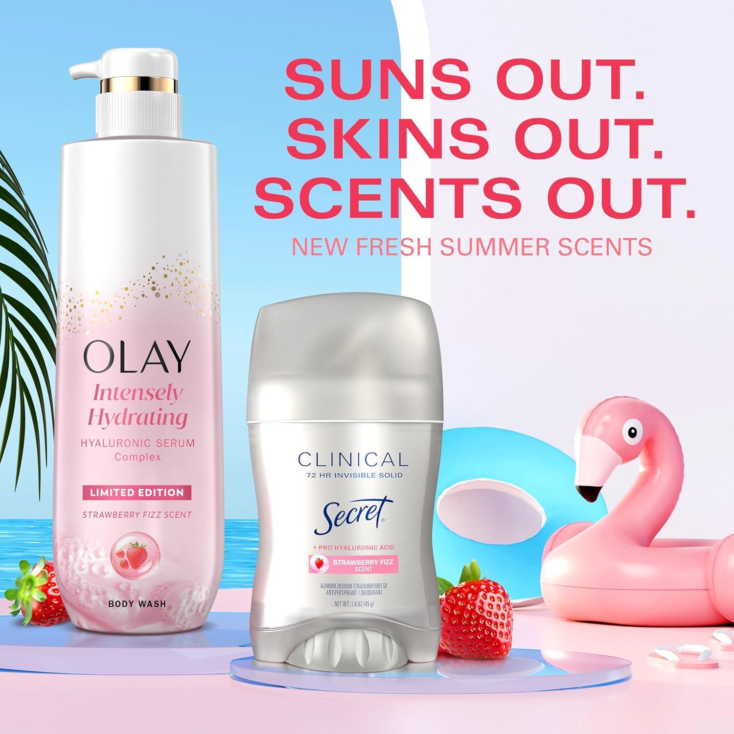 imageOlay Body Wash for Women Intensely Hydrating ProHyaluronic Acid Serum Complex Renews Moisture Vitamin B3 Lameller Technology For All Skin Types Mandarin Summer Fizz Scent 20 fl ozStrawberry