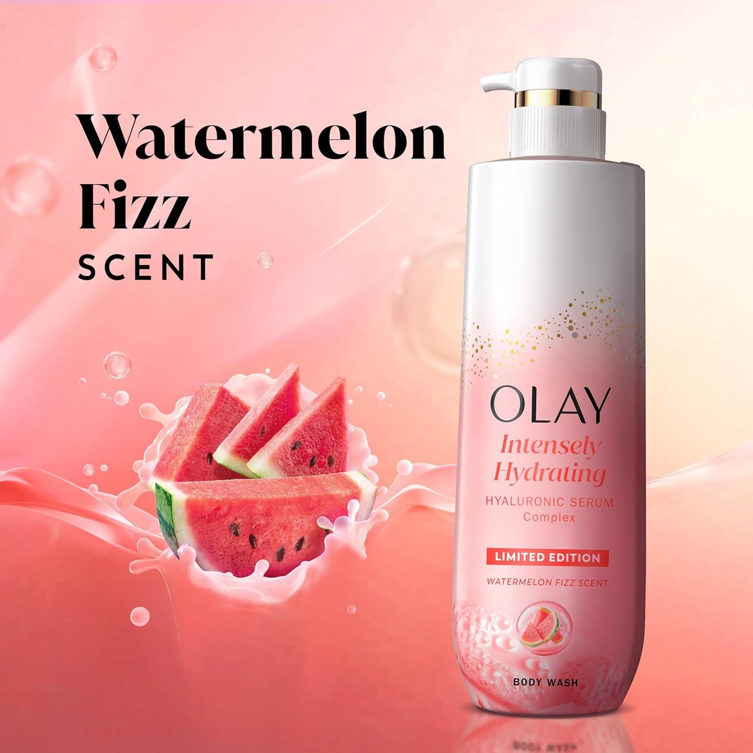 imageOlay Body Wash for Women Intensely Hydrating ProHyaluronic Acid Serum Complex Renews Moisture Vitamin B3 Lameller Technology For All Skin Types Mandarin Summer Fizz Scent 20 fl ozWatermelon
