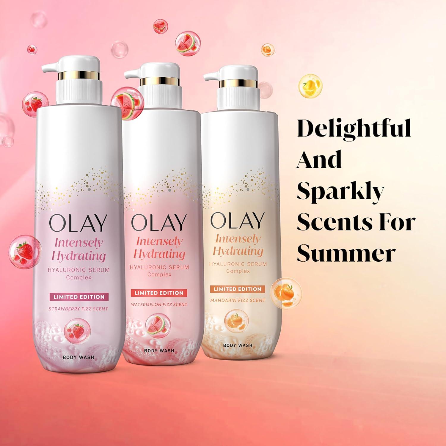 imageOlay Body Wash for Women Intensely Hydrating ProHyaluronic Acid Serum Complex Renews Moisture Vitamin B3 Lameller Technology For All Skin Types Mandarin Summer Fizz Scent 20 fl ozWatermelon