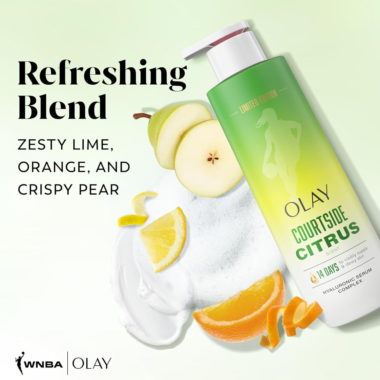 imageOlay Body Wash for Women Intensely Hydrating ProHyaluronic Acid Serum Complex Renews Moisture Vitamin B3 Lameller Technology For All Skin Types Mandarin Summer Fizz Scent 20 fl ozCourtside Citrus