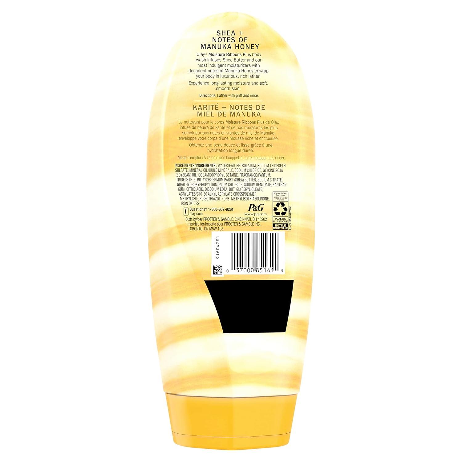 imageOlay Body Wash for Women Moisture Ribbons Plus Deep Conditioning amp Moisturizing Formula Long Lasting Smooth Soft Skin For All Skin Types Shea Butter amp Lavender Oil Scent 18 fl ozShea Butter Manuka Honey