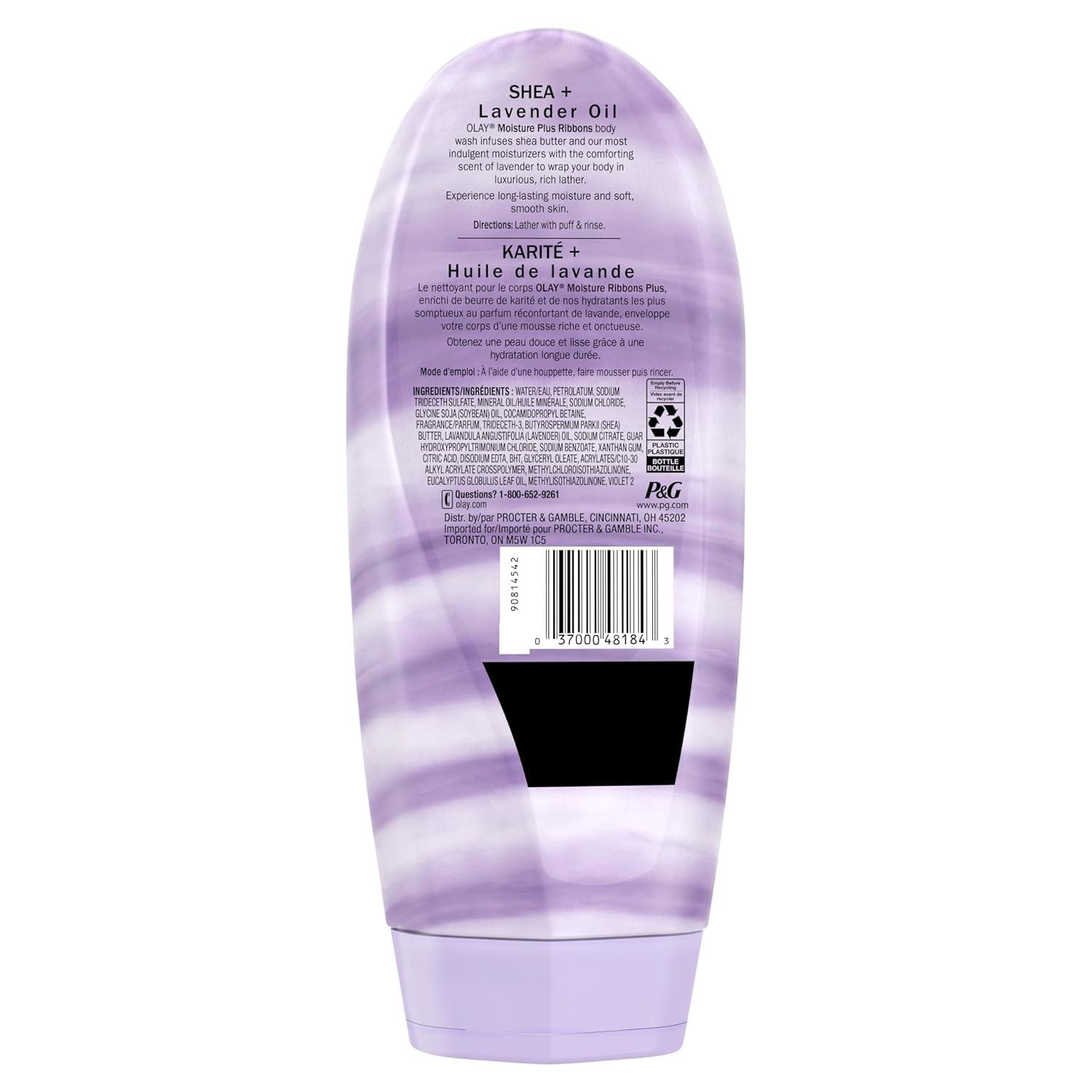 imageOlay Body Wash for Women Moisture Ribbons Plus Deep Conditioning amp Moisturizing Formula Long Lasting Smooth Soft Skin For All Skin Types Shea Butter amp Lavender Oil Scent 18 fl ozShea Butter Lavender Oil