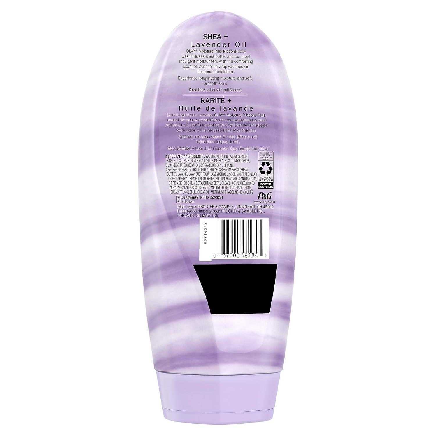 imageOlay Body Wash for Women Moisture Ribbons Plus Deep Conditioning amp Moisturizing Formula Long Lasting Smooth Soft Skin For All Skin Types Shea Butter amp Lavender Oil Scent 18 fl ozShea Lavender Oil