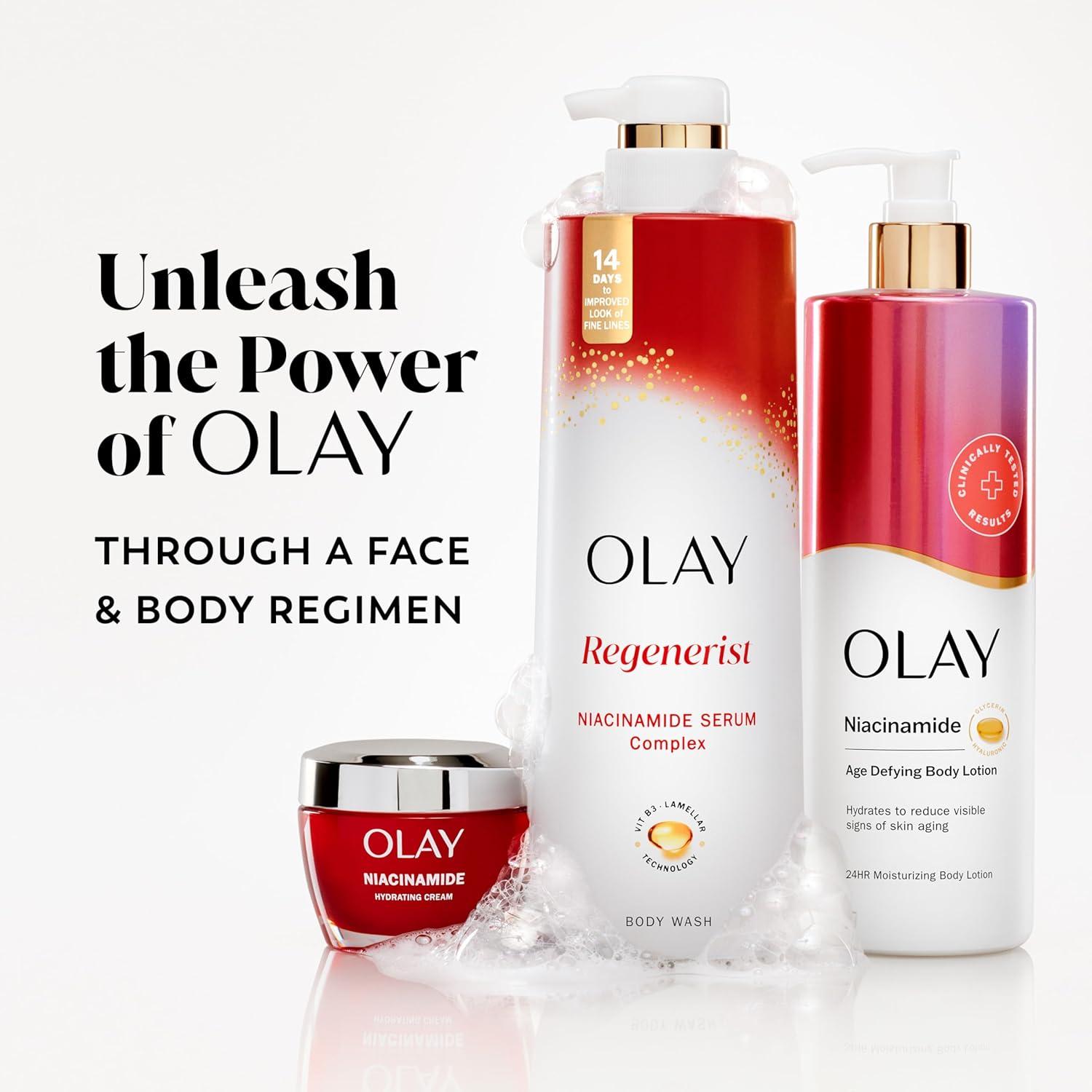 imageOlay Body Wash for Women Tone Brightening Exfoliation Vitamin C Serum Complex Renew Moisture Free of Parabens amp Phthalates Vitamin B3 Lameller Technology For All Skin Types 20 fl oz Pack of 4Regenerist