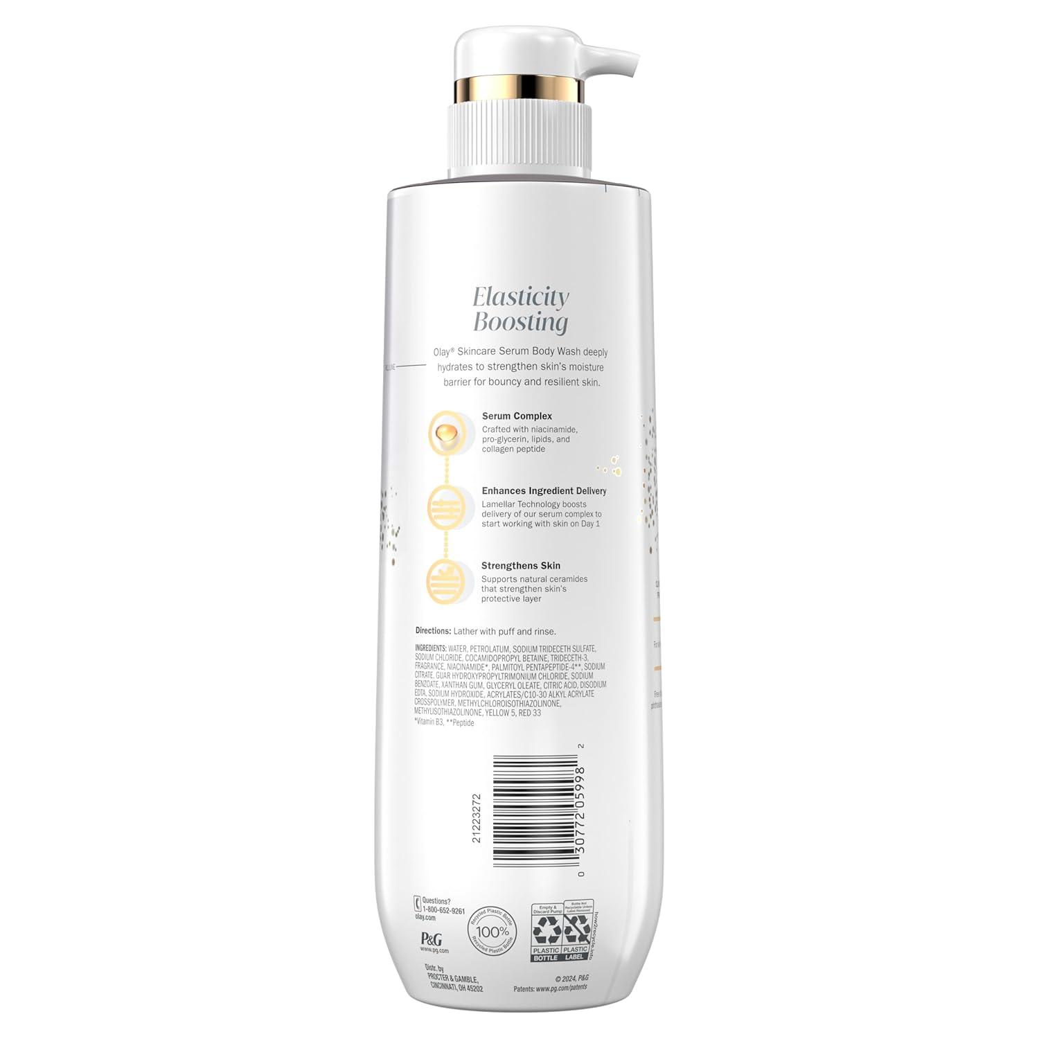 imageOlay Body Wash for Women Tone Brightening Exfoliation Vitamin C Serum Complex Renew Moisture Free of Parabens amp Phthalates Vitamin B3 Lameller Technology For All Skin Types 20 fl oz Pack of 4Vitamin B3 and Collagen 20 fl oz Pack of 4