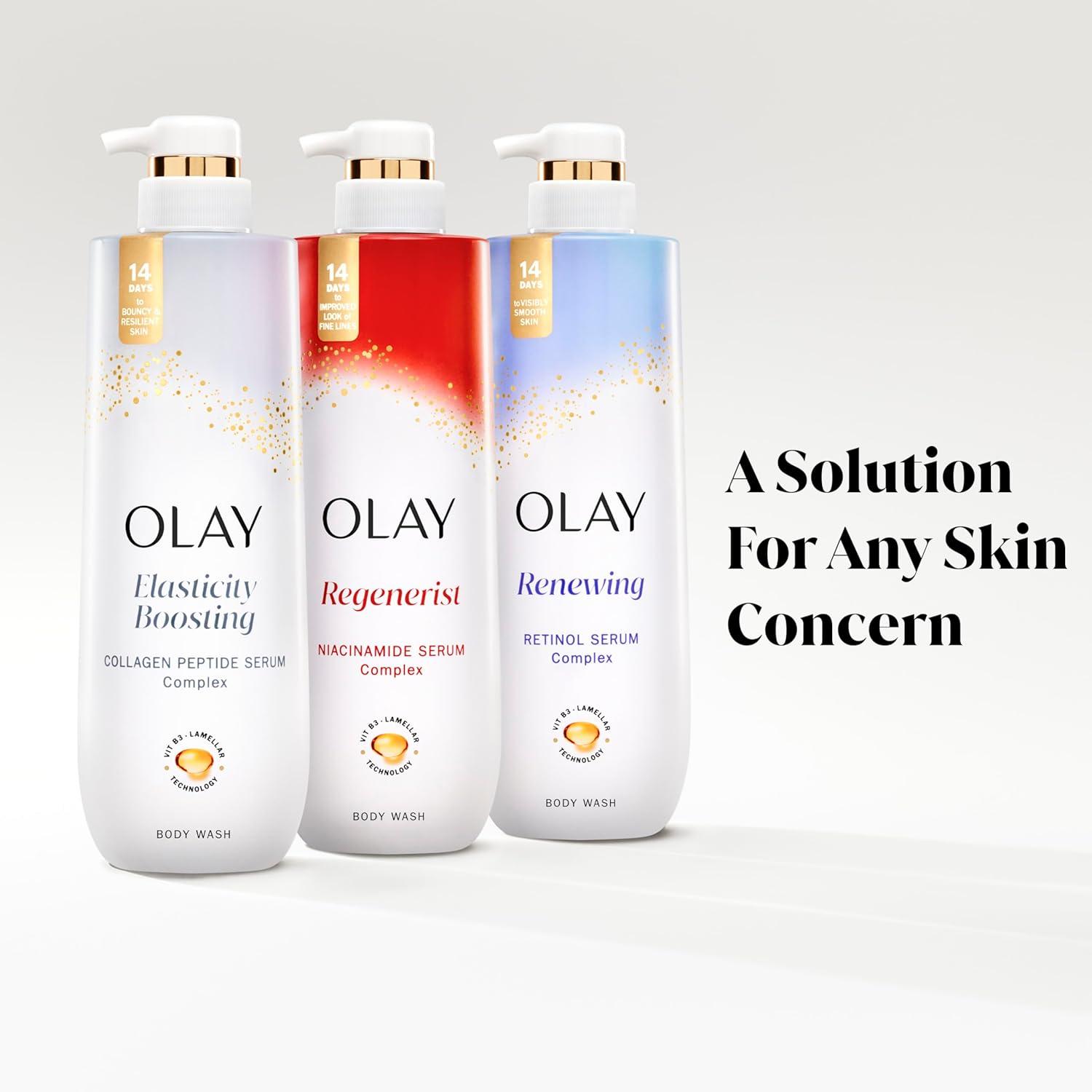 imageOlay Body Wash for Women Tone Brightening Exfoliation Vitamin C Serum Complex Renew Moisture Free of Parabens amp Phthalates Vitamin B3 Lameller Technology For All Skin Types 20 fl oz Pack of 4Regenerist