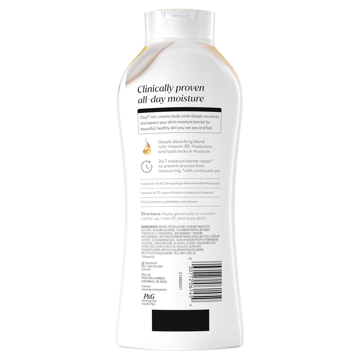 imageOlay Body Wash for Women Ultra Moisture 24hr Moisturizing Hydrating amp Refreshing B3 Vitamin Complex Free of Parabens amp Phthalates For All Skin Types Shea Butter Scent 22 fl oz Pack of 2SheaButter