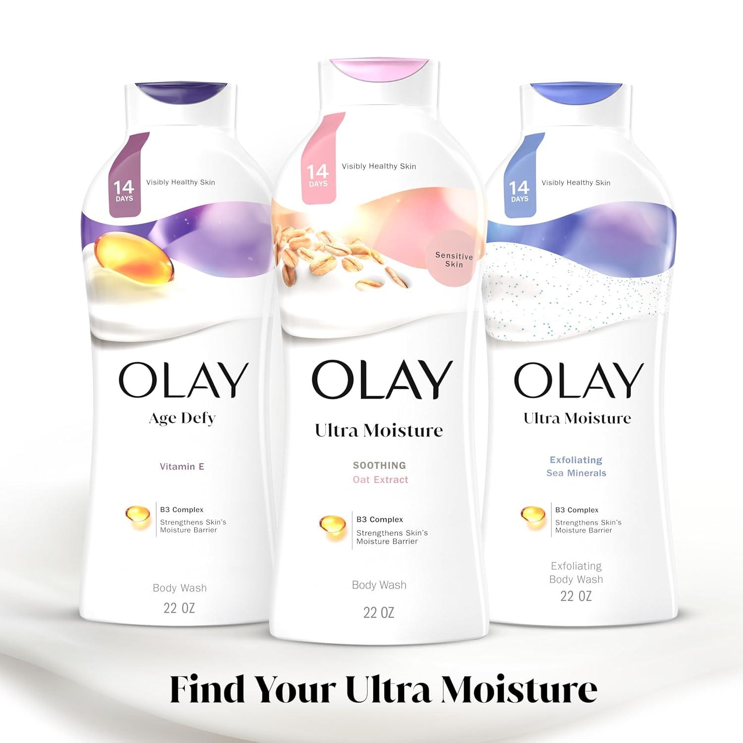 imageOlay Body Wash for Women Ultra Moisture 24hr Moisturizing Hydrating amp Refreshing B3 Vitamin Complex Free of Parabens amp Phthalates For All Skin Types Shea Butter Scent 22 fl ozOat Extract