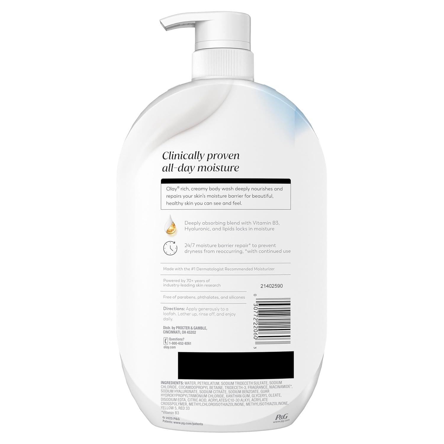 imageOlay Body Wash for Women Ultra Moisture 24hr Moisturizing Hydrating amp Refreshing B3 Vitamin Complex Free of Parabens amp Phthalates For All Skin Types Cocoa Butter Scent 33 fl ozLightly scented