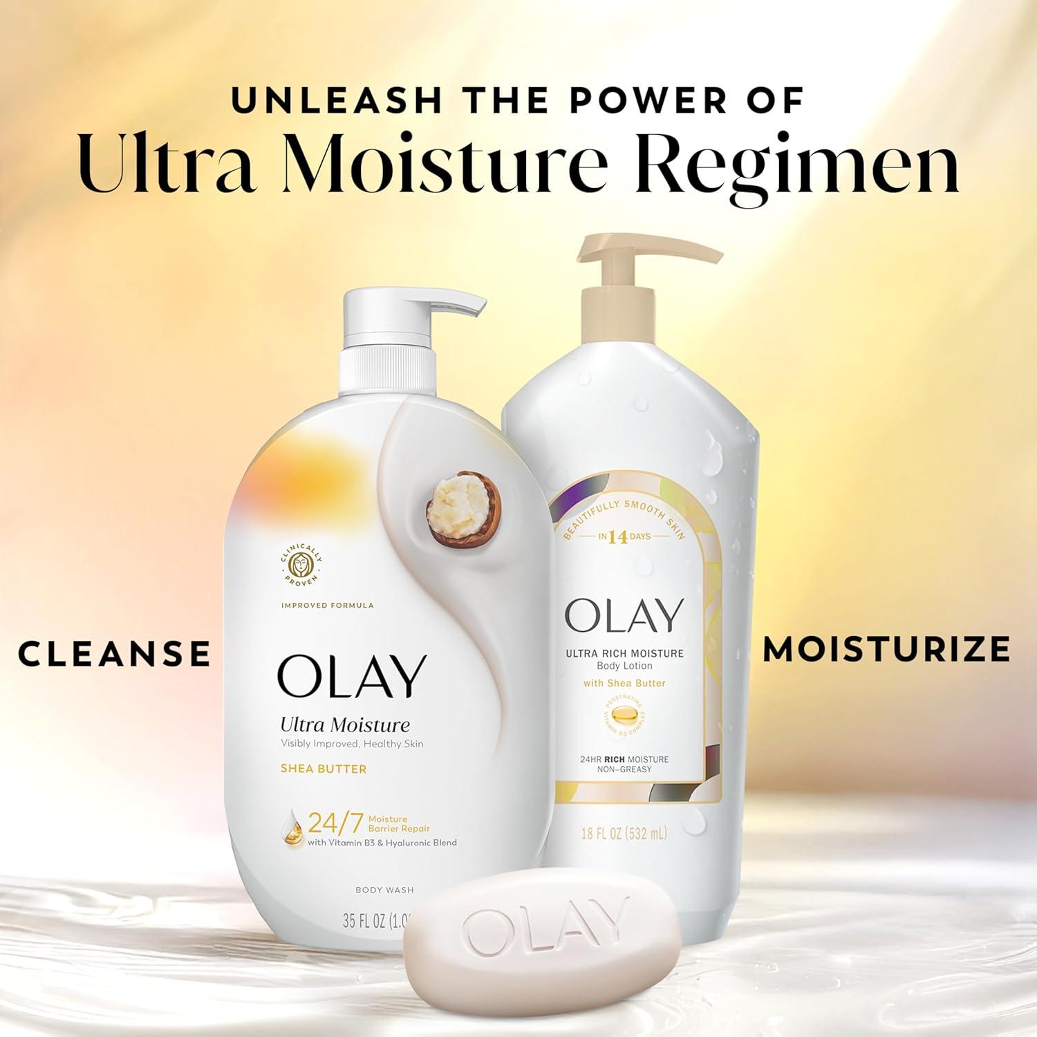 imageOlay Body Wash for Women Ultra Moisture 24hr Moisturizing Hydrating amp Refreshing B3 Vitamin Complex Free of Parabens amp Phthalates For All Skin Types Shea Butter Scent 22 fl oz Pack of 2SheaButter