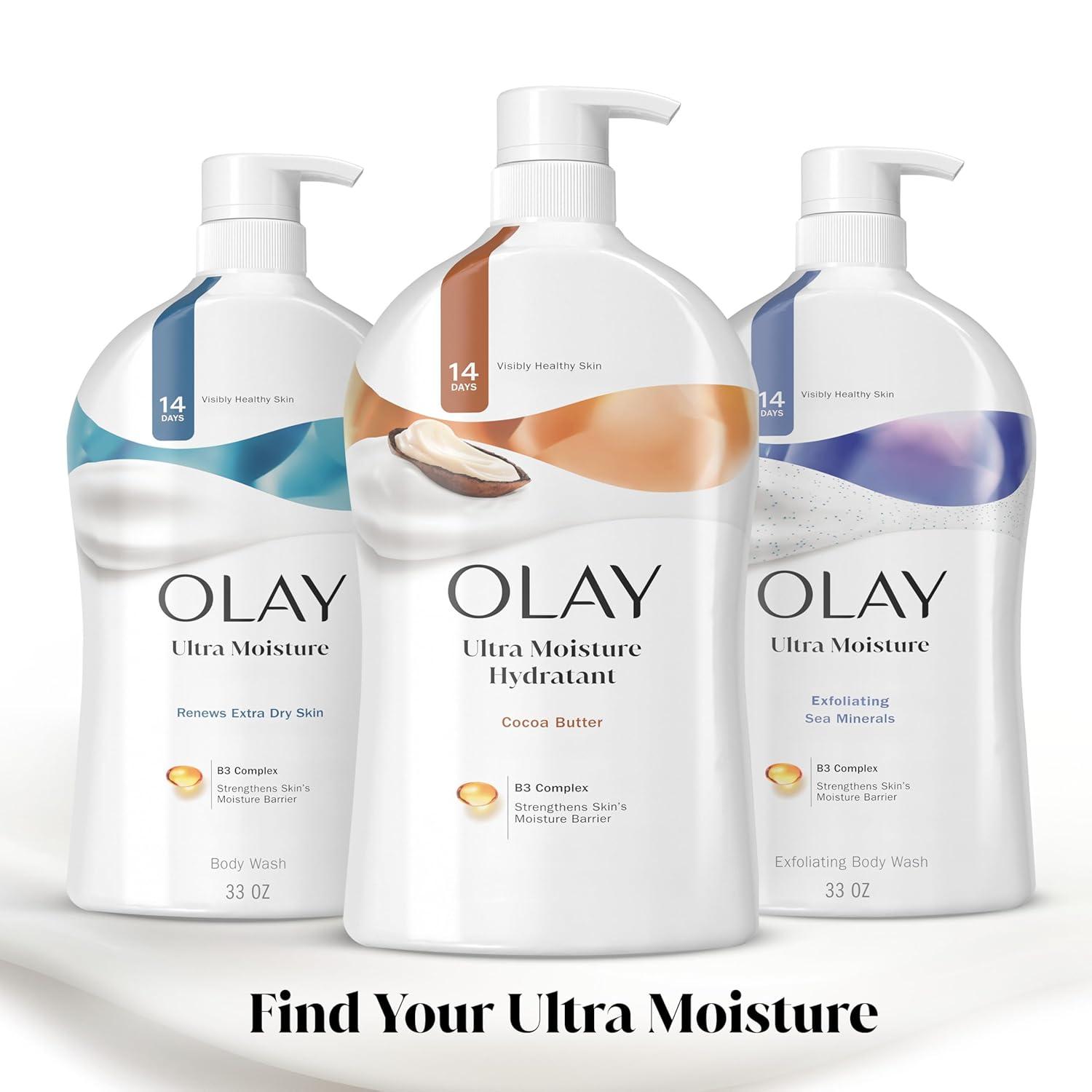 imageOlay Body Wash for Women Ultra Moisture 24hr Moisturizing Hydrating amp Refreshing B3 Vitamin Complex Free of Parabens amp Phthalates For All Skin Types Cocoa Butter Scent 33 fl ozCocoa Butter