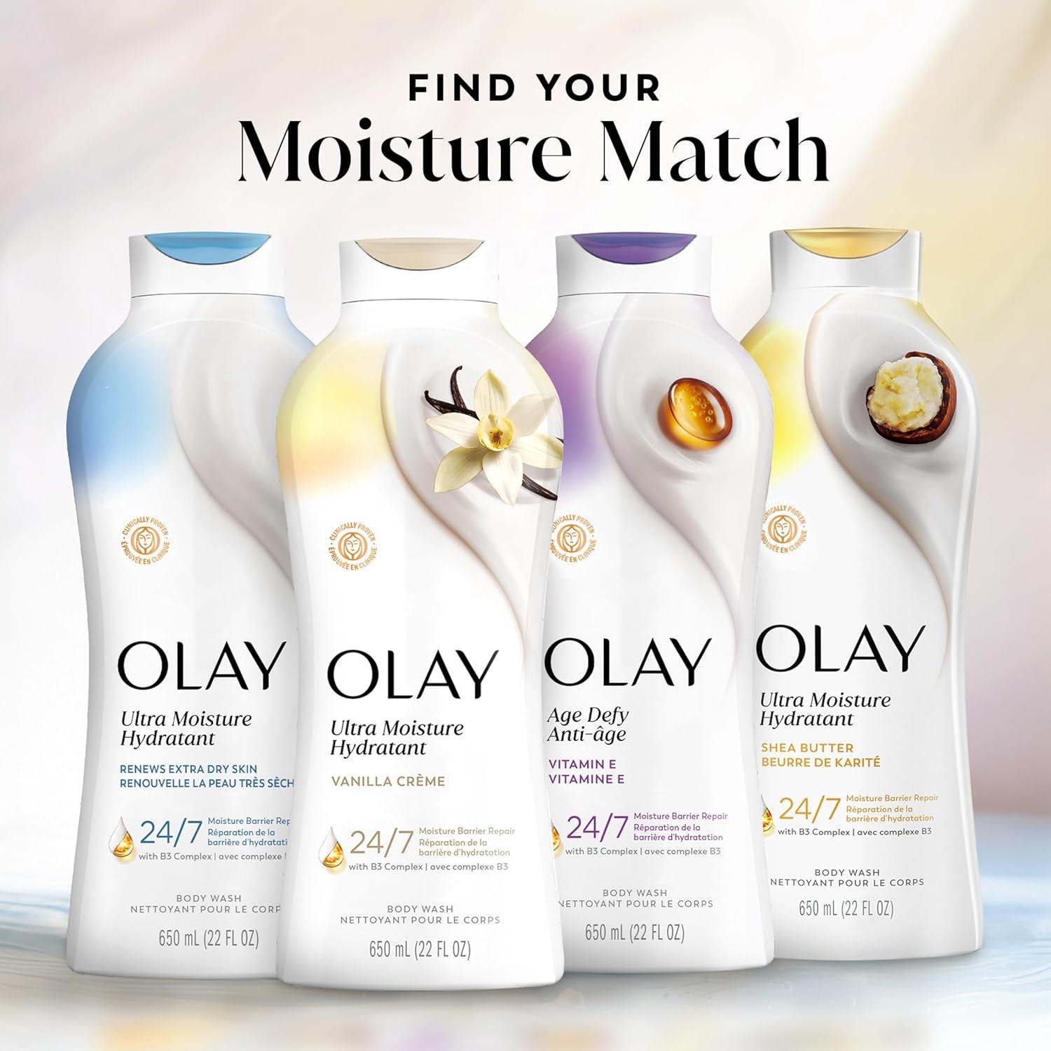 imageOlay Body Wash for Women Ultra Moisture 24hr Moisturizing Hydrating amp Refreshing B3 Vitamin Complex Free of Parabens amp Phthalates For All Skin Types Shea Butter Scent 22 fl ozVanilla Crme
