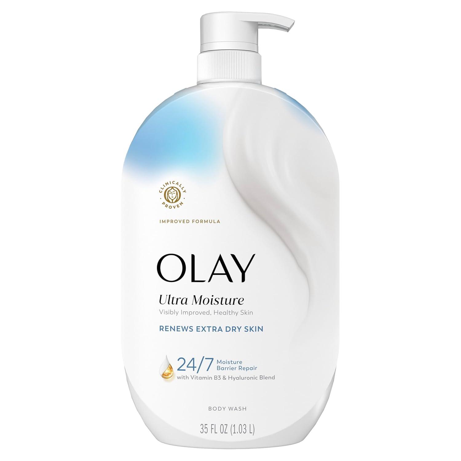 imageOlay Body Wash for Women Ultra Moisture 24hr Moisturizing Hydrating amp Refreshing B3 Vitamin Complex Free of Parabens amp Phthalates For All Skin Types Cocoa Butter Scent 33 fl ozLightly scented