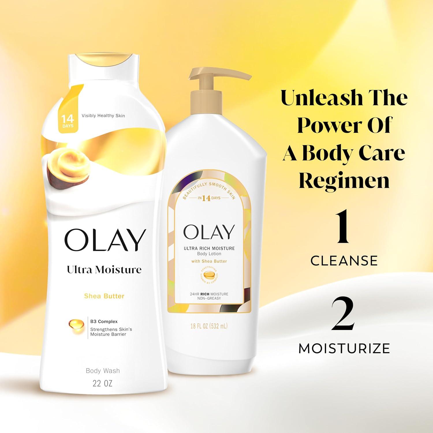 imageOlay Body Wash for Women Ultra Moisture 24hr Moisturizing Hydrating amp Refreshing B3 Vitamin Complex Free of Parabens amp Phthalates For All Skin Types Shea Butter Scent 22 fl ozShea Butter