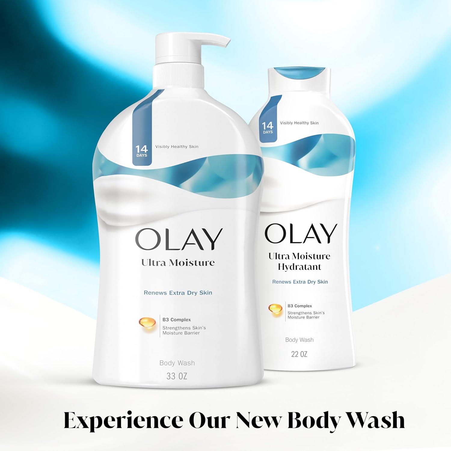 imageOlay Body Wash for Women Ultra Moisture 24hr Moisturizing Hydrating amp Refreshing B3 Vitamin Complex Free of Parabens amp Phthalates For All Skin Types Cocoa Butter Scent 33 fl ozLightly scented