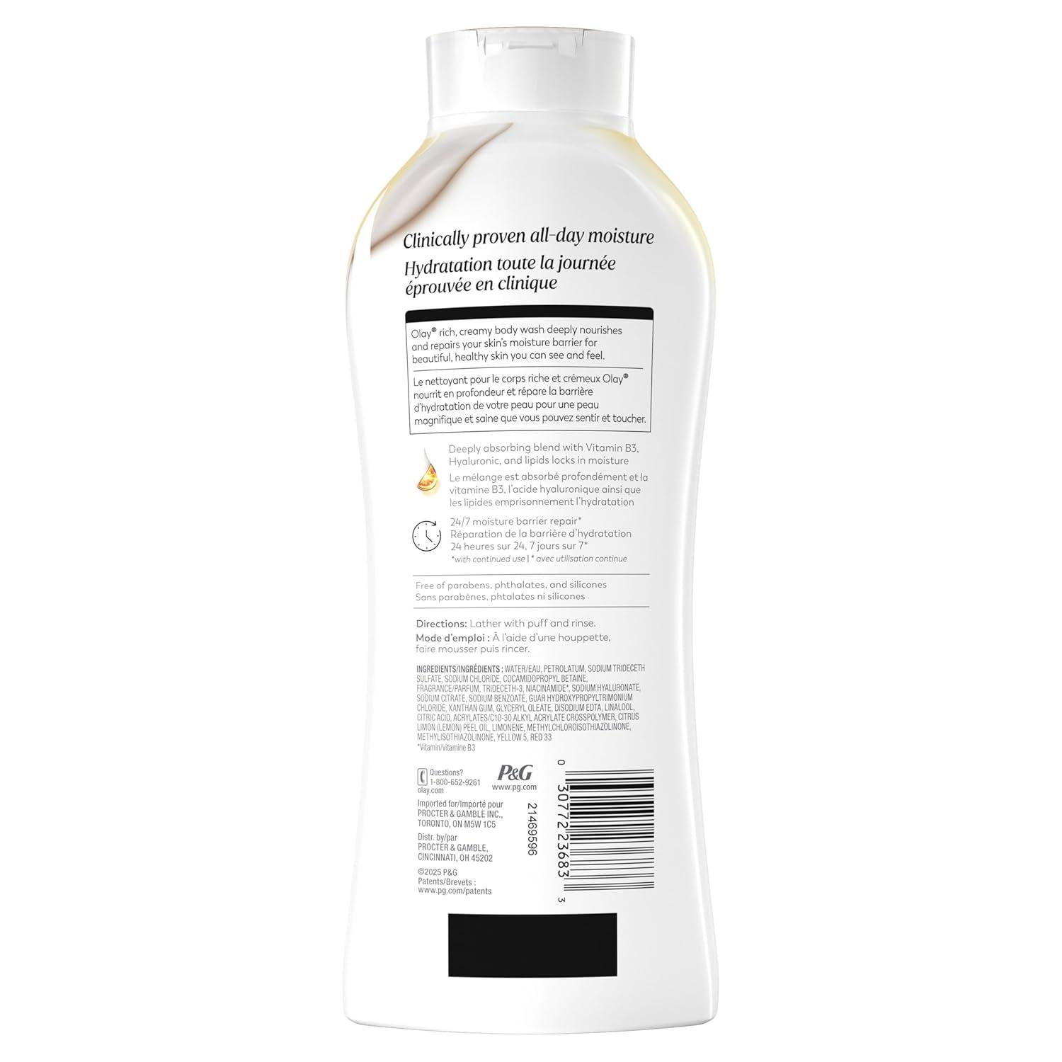 imageOlay Body Wash for Women Ultra Moisture 24hr Moisturizing Hydrating amp Refreshing B3 Vitamin Complex Free of Parabens amp Phthalates For All Skin Types Shea Butter Scent 22 fl ozVanilla