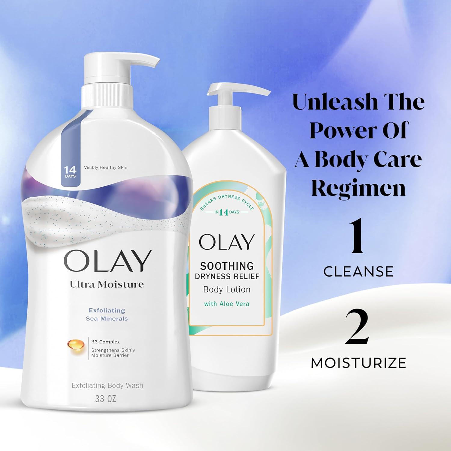 imageOlay Body Wash for Women Ultra Moisture 24hr Moisturizing Hydrating amp Refreshing B3 Vitamin Complex Free of Parabens amp Phthalates For All Skin Types Cocoa Butter Scent 33 fl ozScented Exfoliating