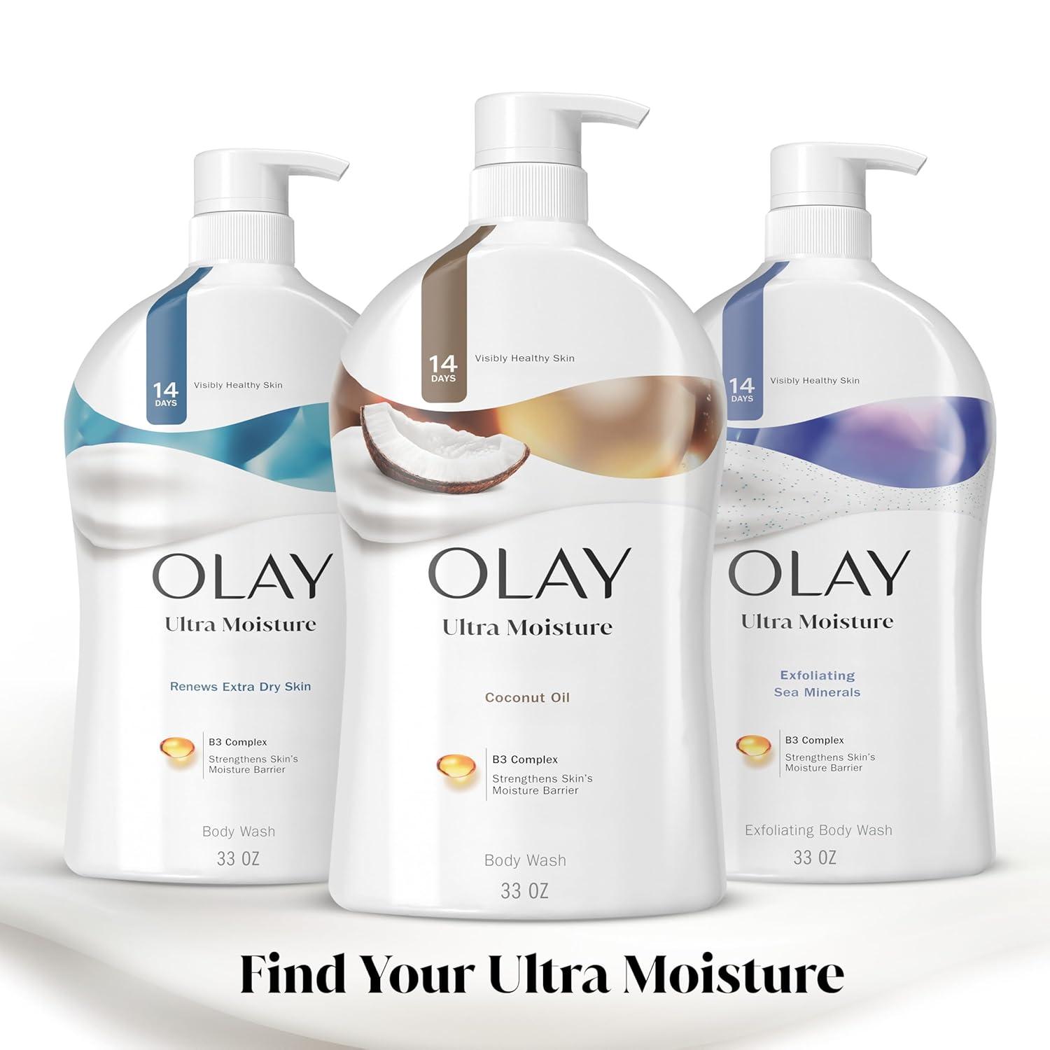 imageOlay Body Wash for Women Ultra Moisture 24hr Moisturizing Hydrating amp Refreshing B3 Vitamin Complex Free of Parabens amp Phthalates For All Skin Types Cocoa Butter Scent 33 fl ozCoconut Oil Scent