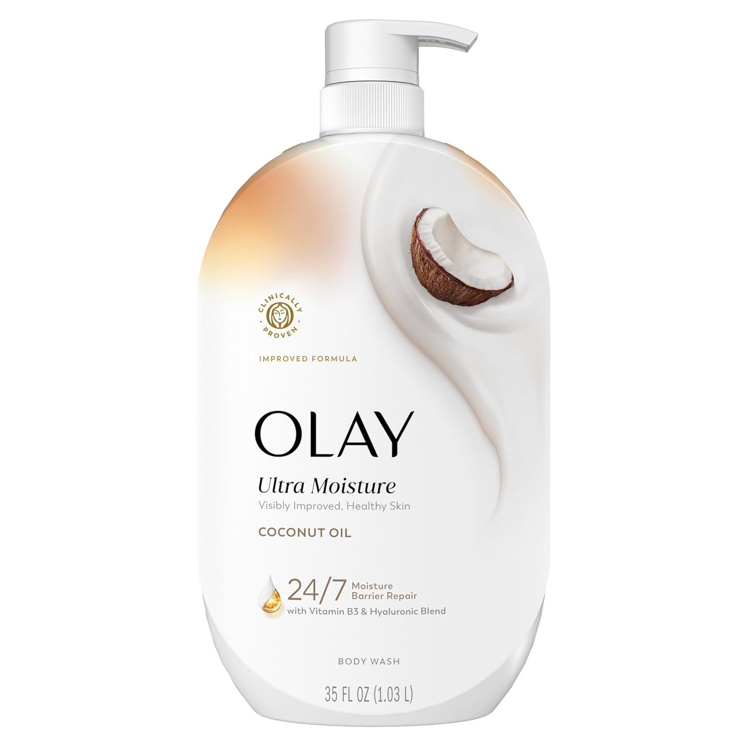 imageOlay Body Wash for Women Ultra Moisture 24hr Moisturizing Hydrating amp Refreshing B3 Vitamin Complex Free of Parabens amp Phthalates For All Skin Types Cocoa Butter Scent 33 fl ozCoconut Oil Scent