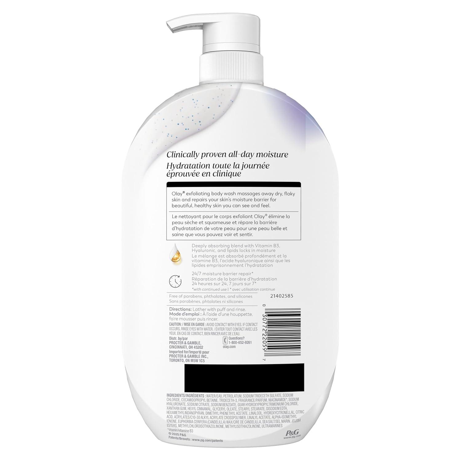 imageOlay Body Wash for Women Ultra Moisture 24hr Moisturizing Hydrating amp Refreshing B3 Vitamin Complex Free of Parabens amp Phthalates For All Skin Types Cocoa Butter Scent 33 fl ozScented Exfoliating