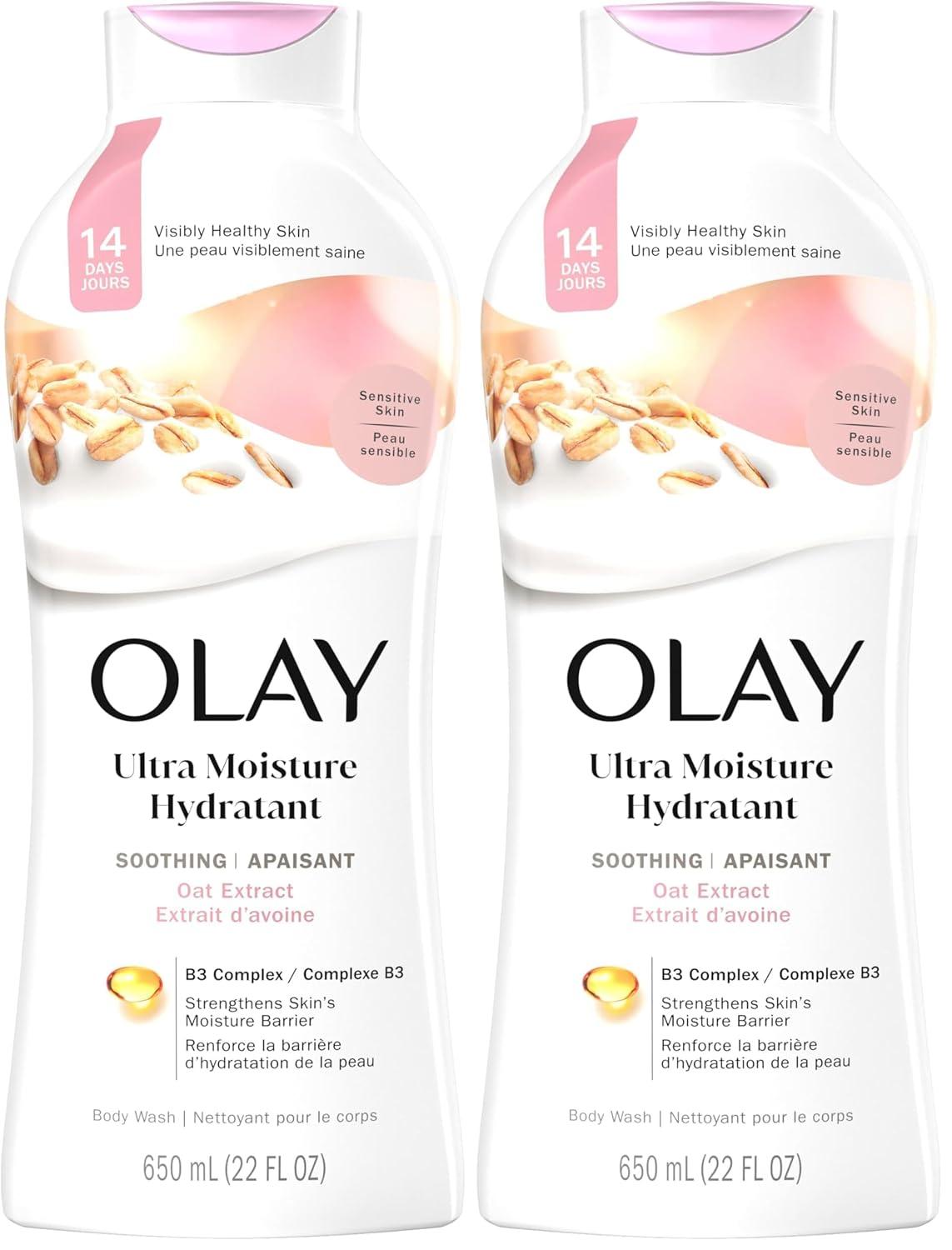 imageOlay Body Wash for Women Ultra Moisture 24hr Moisturizing Hydrating amp Refreshing B3 Vitamin Complex Free of Parabens amp Phthalates For All Skin Types Shea Butter Scent 22 fl ozOat Extract