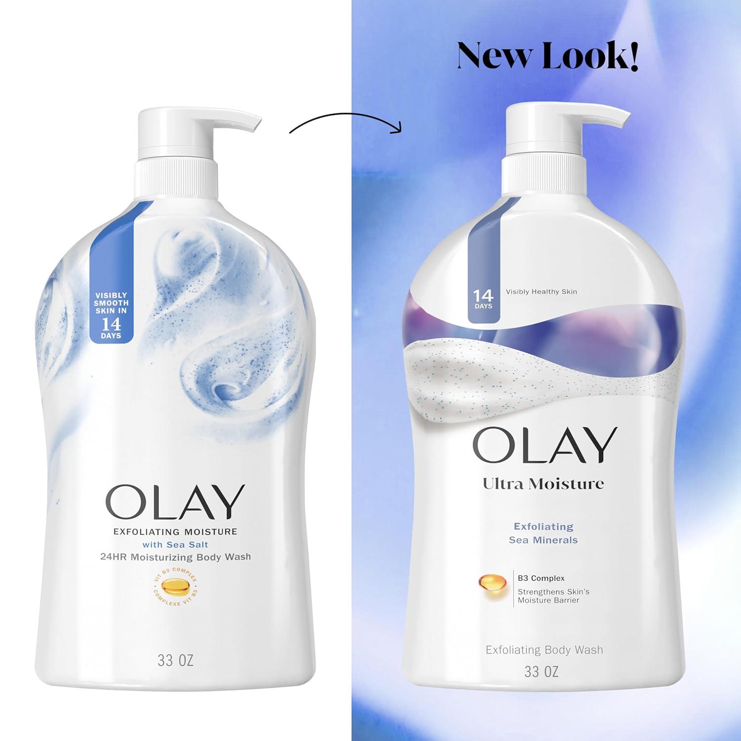 imageOlay Body Wash for Women Ultra Moisture 24hr Moisturizing Hydrating amp Refreshing B3 Vitamin Complex Free of Parabens amp Phthalates For All Skin Types Cocoa Butter Scent 33 fl ozScented Exfoliating