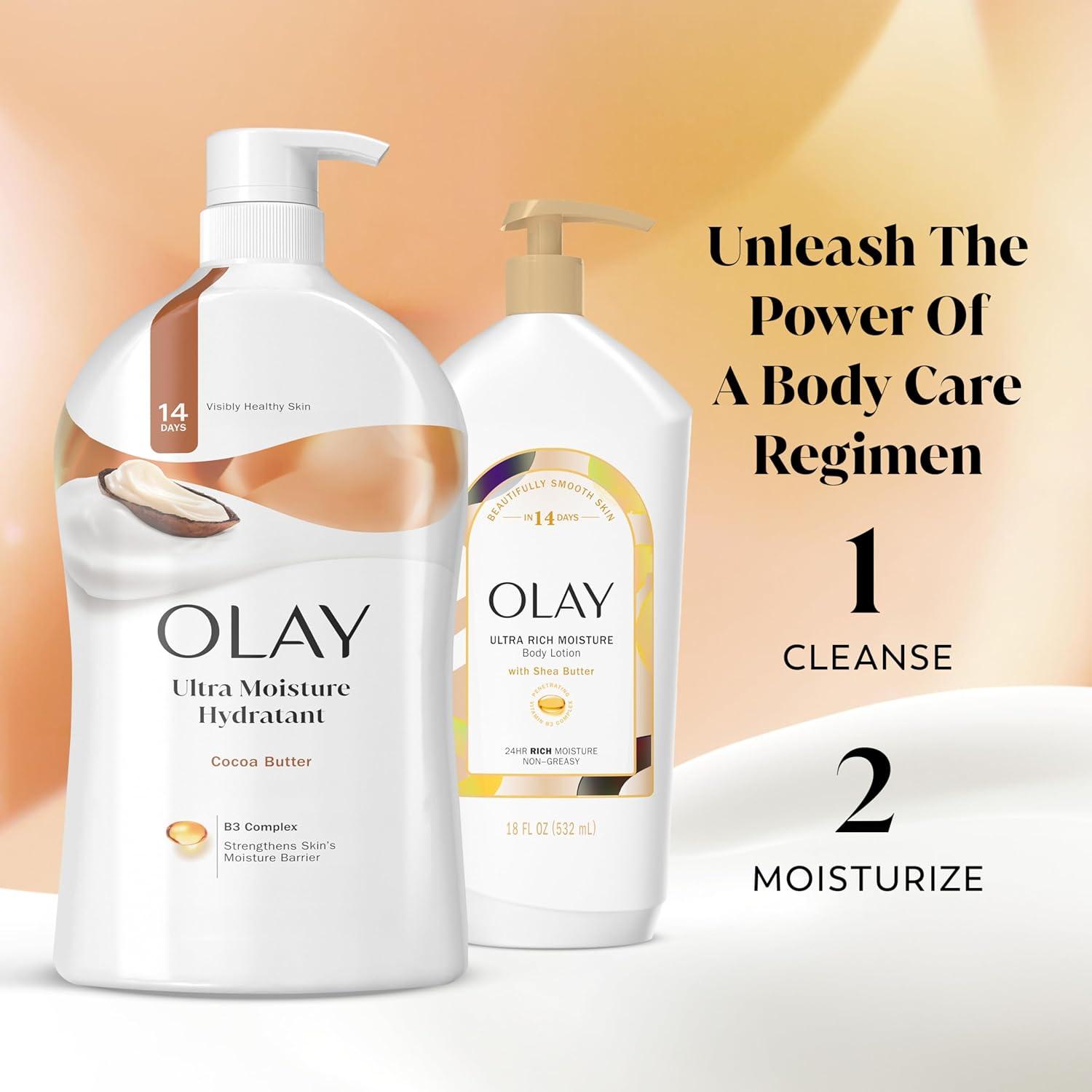 imageOlay Body Wash for Women Ultra Moisture 24hr Moisturizing Hydrating amp Refreshing B3 Vitamin Complex Free of Parabens amp Phthalates For All Skin Types Cocoa Butter Scent 33 fl ozCocoa Butter