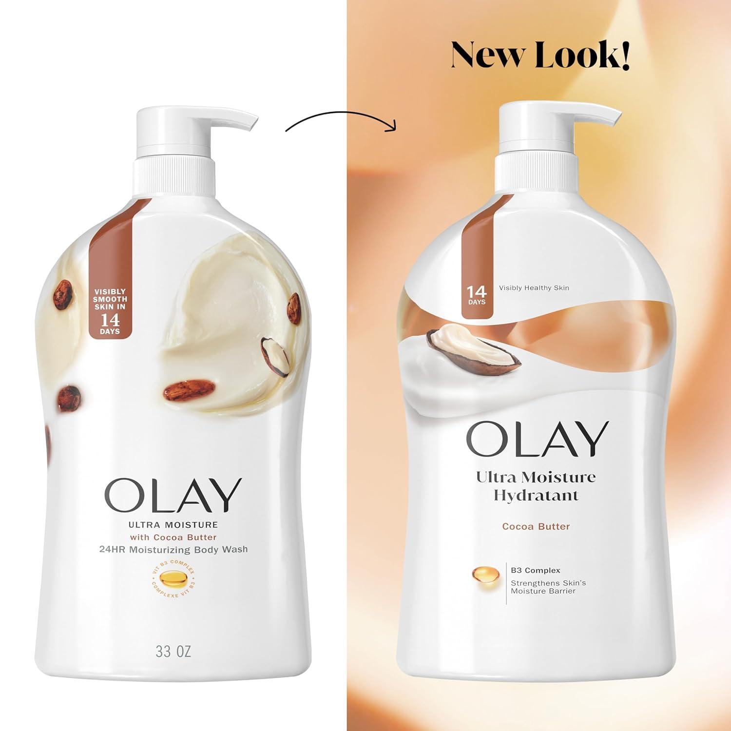 imageOlay Body Wash for Women Ultra Moisture 24hr Moisturizing Hydrating amp Refreshing B3 Vitamin Complex Free of Parabens amp Phthalates For All Skin Types Cocoa Butter Scent 33 fl ozCocoa Butter Scent