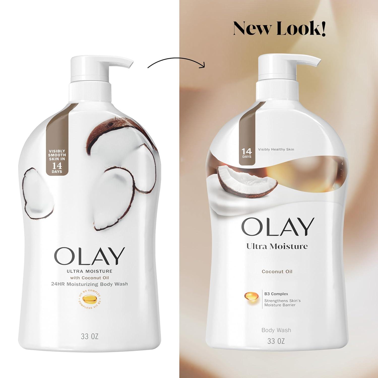 imageOlay Body Wash for Women Ultra Moisture 24hr Moisturizing Hydrating amp Refreshing B3 Vitamin Complex Free of Parabens amp Phthalates For All Skin Types Cocoa Butter Scent 33 fl ozCoconut Oil Scent
