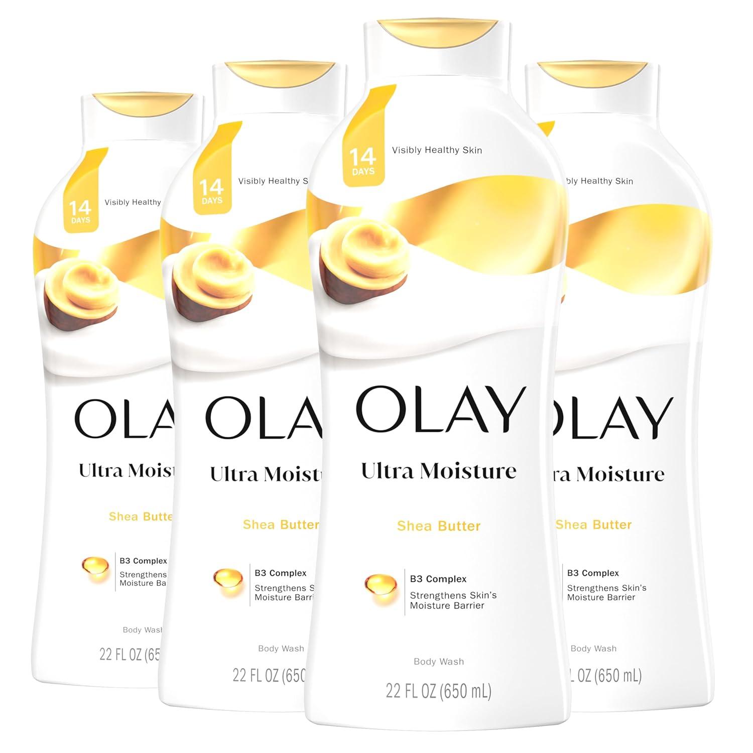 imageOlay Body Wash for Women Ultra Moisture 24hr Moisturizing Hydrating amp Refreshing B3 Vitamin Complex Free of Parabens amp Phthalates For All Skin Types Shea Butter Scent 22 fl oz Pack of 2Shea Butter