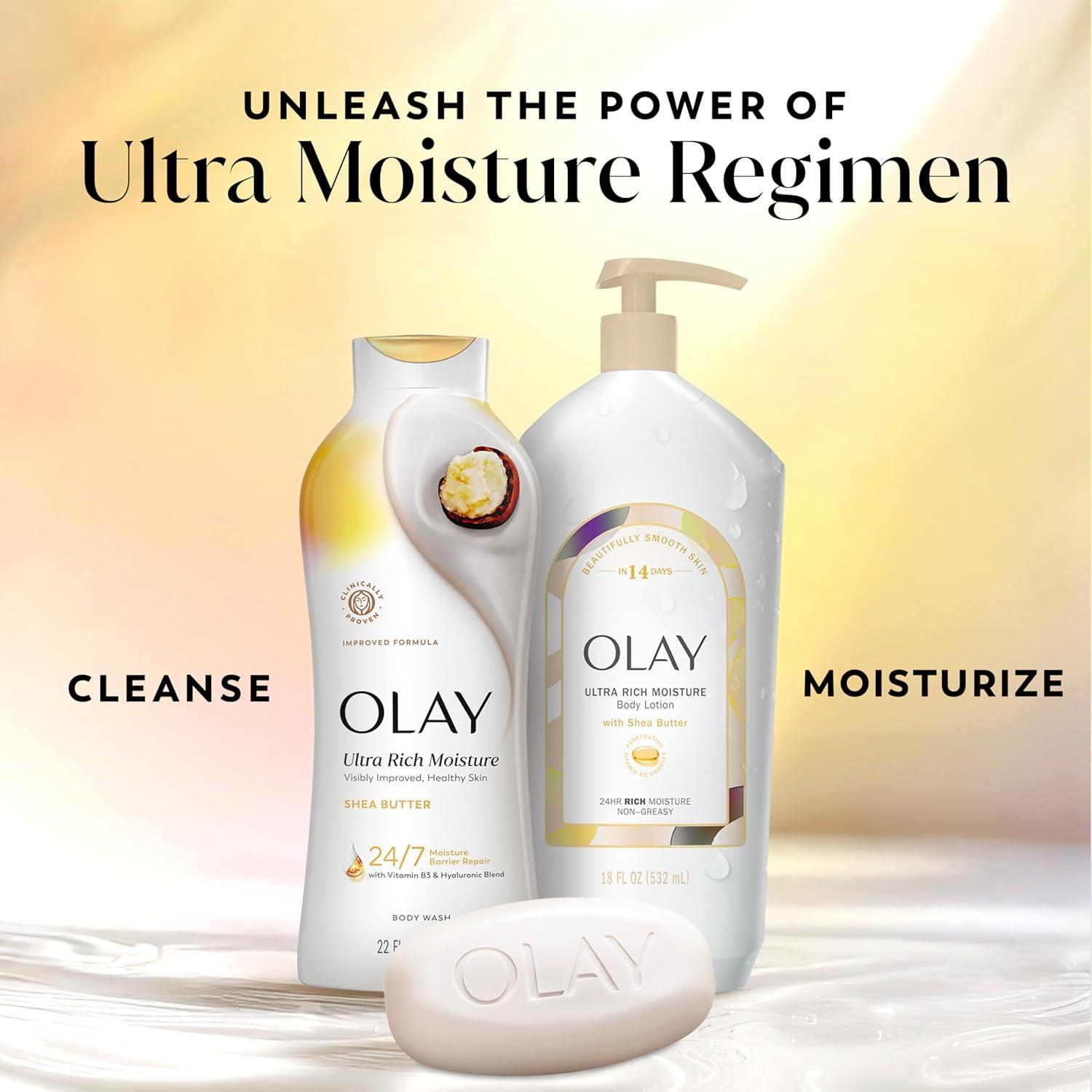 imageOlay Body Wash for Women Ultra Moisture 24hr Moisturizing Hydrating amp Refreshing B3 Vitamin Complex Free of Parabens amp Phthalates for All Skin Types Shea Butter Scent 30 fl oz Pack of 24Shea Butter