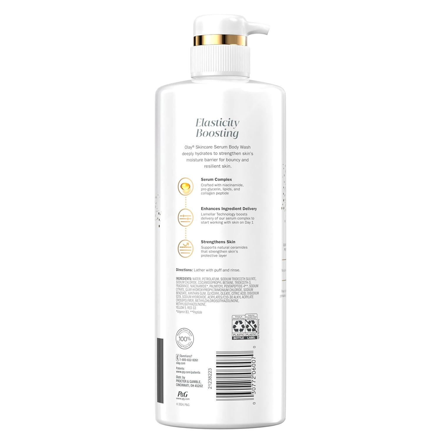 imageOlay Elasticity Boosting Body Wash Body Lotion Bundle Pack Moisturizing amp Firming Formula with Collagen Peptide Serum amp Vitamin B3 Complex 26 fl oz amp 17 fl oz Pack of 2