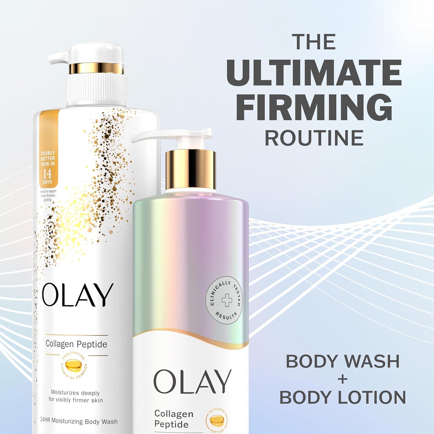 imageOlay Elasticity Boosting Body Wash Body Lotion Bundle Pack Moisturizing amp Firming Formula with Collagen Peptide Serum amp Vitamin B3 Complex 26 fl oz amp 17 fl oz Pack of 2