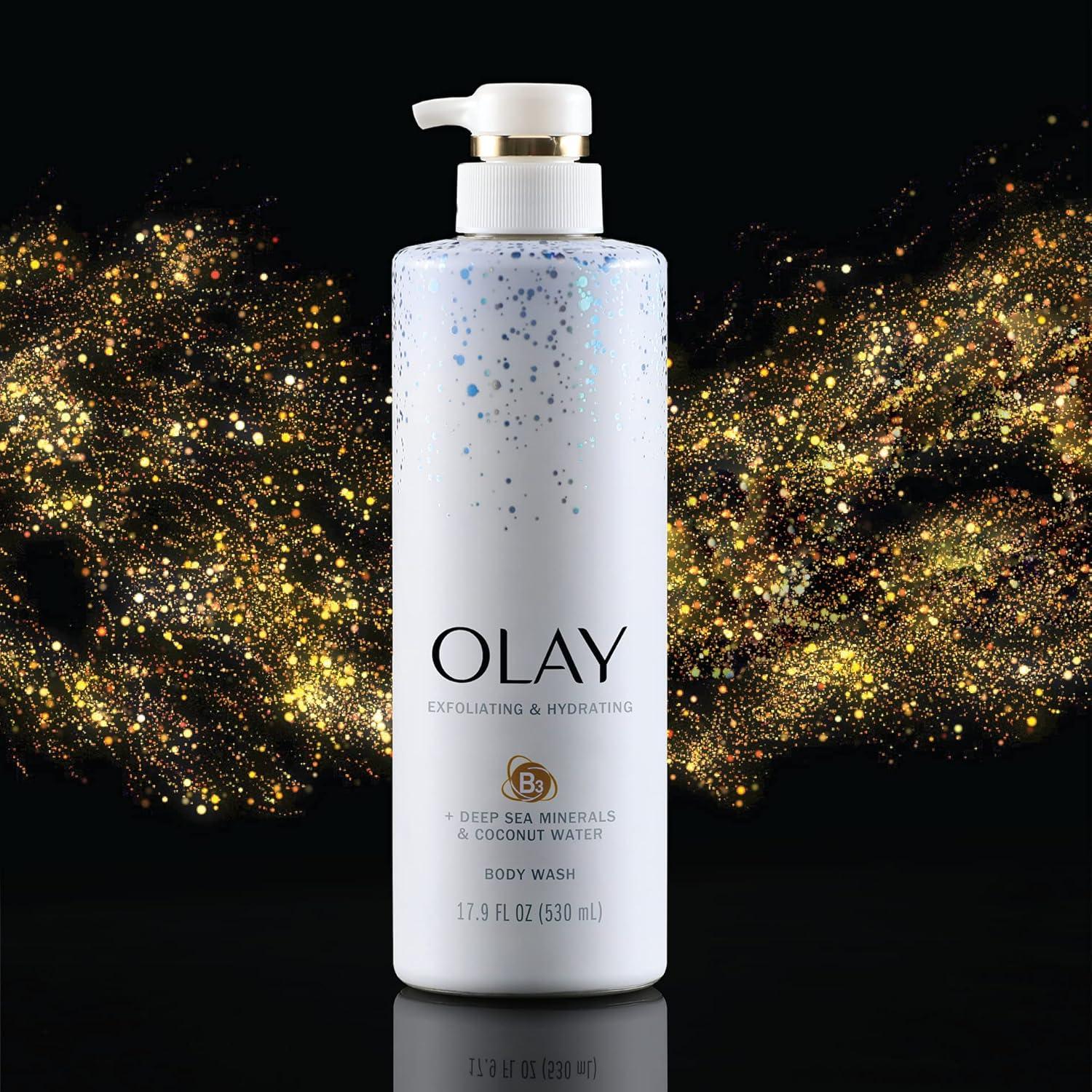 imageOlay Exfoliating amp Hydrating Body Wash With Deep Sea Minerals Coconut Water and Vitamin B3 20 fl oz Pack of 4Coconut