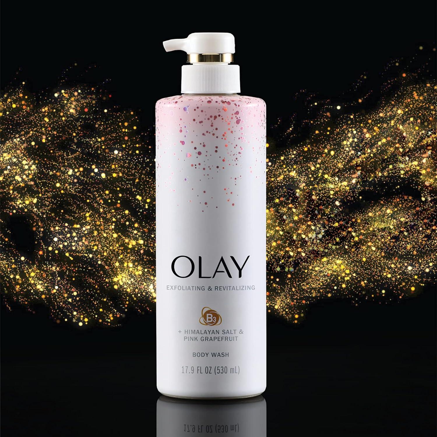 imageOlay Exfoliating amp Hydrating Body Wash With Deep Sea Minerals Coconut Water and Vitamin B3 20 fl oz Pack of 4Grapefruit