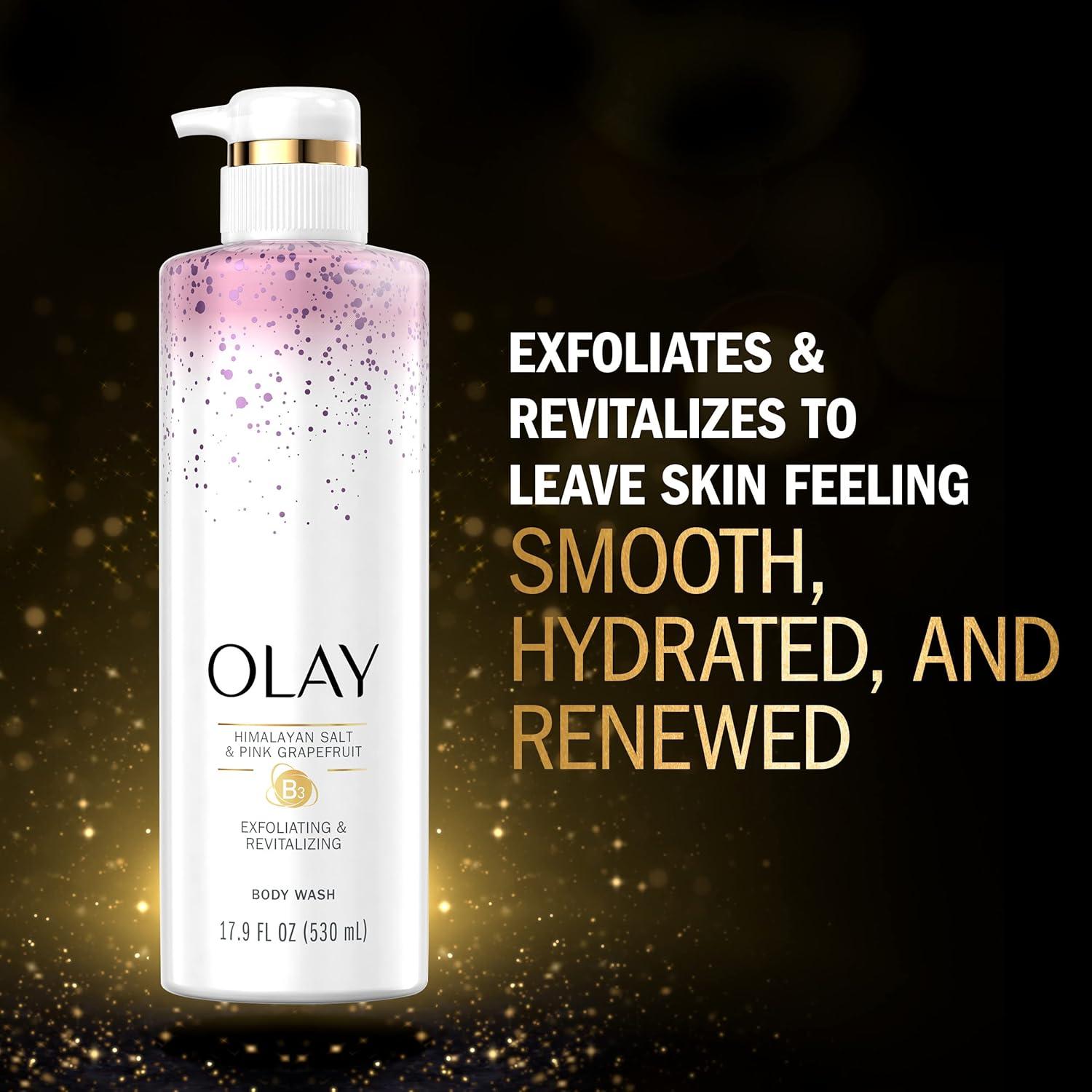imageOlay Exfoliating amp Hydrating Body Wash With Deep Sea Minerals Coconut Water and Vitamin B3 20 fl oz Pack of 4Grapefruit
