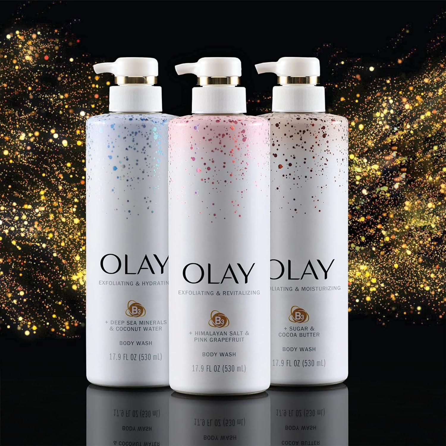 imageOlay Exfoliating amp Hydrating Body Wash With Deep Sea Minerals Coconut Water and Vitamin B3 20 fl oz Pack of 4Grapefruit