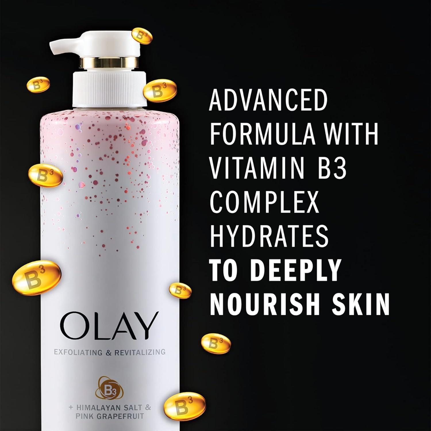 imageOlay Exfoliating amp Hydrating Body Wash With Deep Sea Minerals Coconut Water and Vitamin B3 20 fl oz Pack of 4Grapefruit