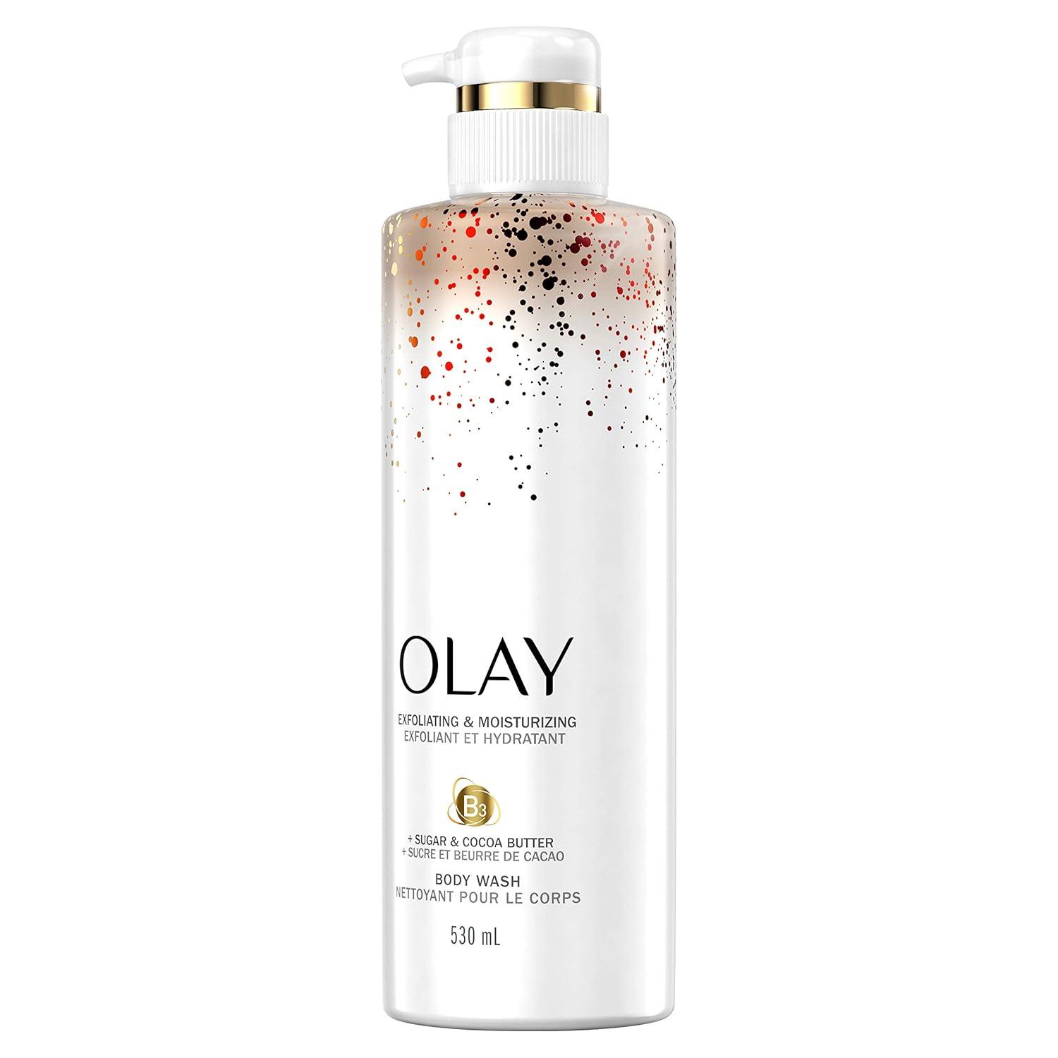 imageOlay Exfoliating amp Moisturizing Body Wash With Sugar Cocoa Butter and Vitamin B3 20 Fl Ounce Pack of 4Chocolate