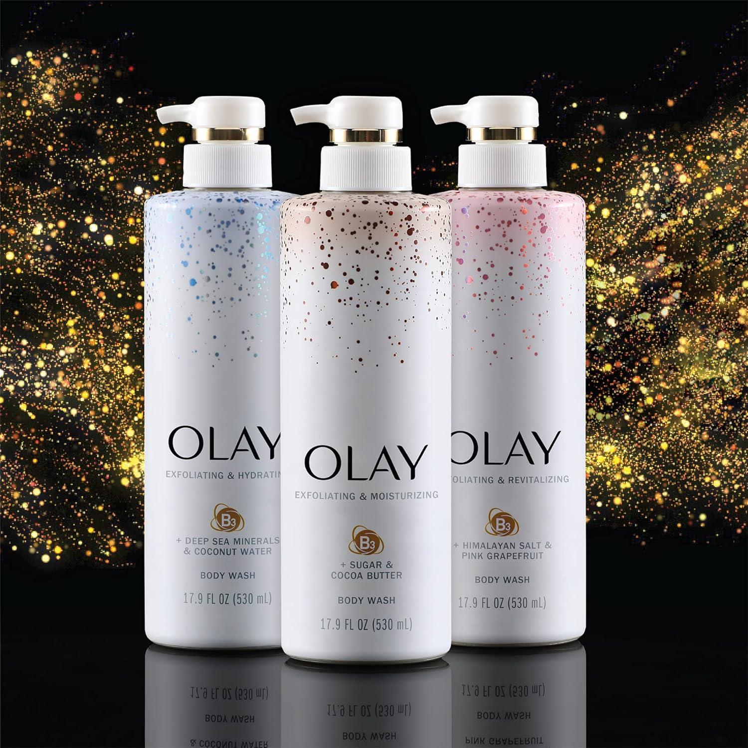 imageOlay Exfoliating amp Moisturizing Body Wash With Sugar Cocoa Butter and Vitamin B3 20 Fl Ounce Pack of 4Sugar Cocoa Butter Vitamin B3