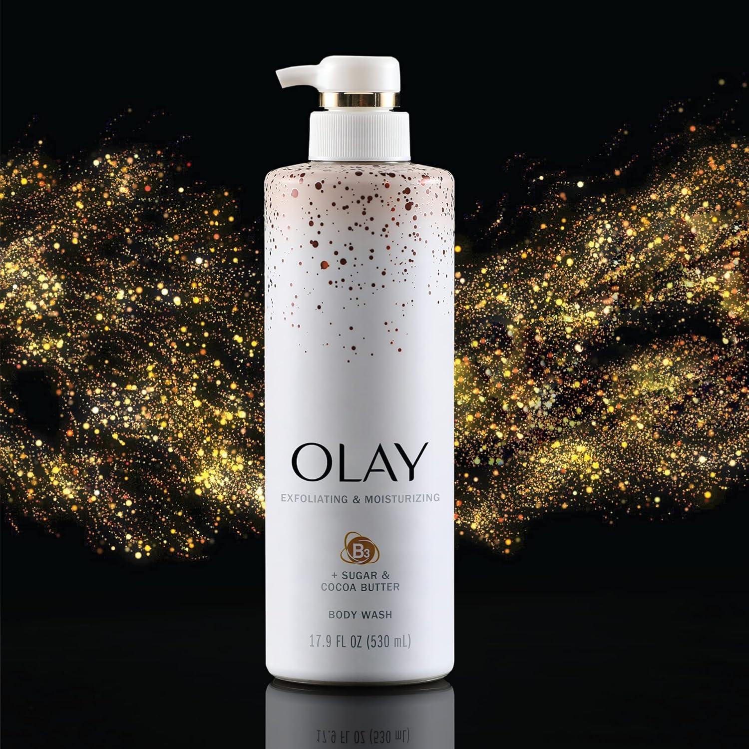 imageOlay Exfoliating amp Moisturizing Body Wash With Sugar Cocoa Butter and Vitamin B3 20 Fl Ounce Pack of 4Sugar Cocoa Butter Vitamin B3